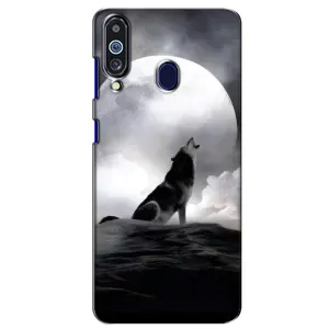 Чехол с Волком на Samsung Galaxy M40 (Волк и луна)