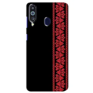 Силиконовый Чехол на Samsung Galaxy M40 с картинкой Вышиванки (Вышиванка на черном)
