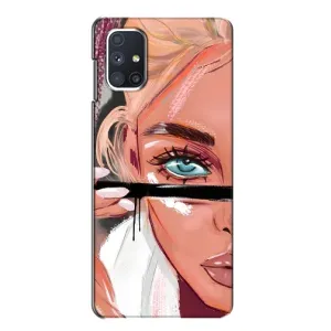 Силиконовый Чехол на Samsung Galaxy M51 с картинкой Стильных Девушек (Девушка и ресницы)
