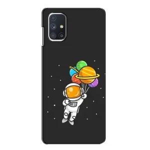 Силиконовый Чехол с принтом "Космонавты" на Samsung Galaxy M51 (Космонавт с шариками)