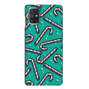 Силиконовый бампер на рождество для Samsung Galaxy M51 (Леденцы)