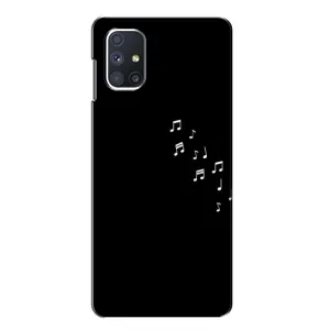 Чехол с картинками на черном фоне для Samsung Galaxy M51 (Ноты)
