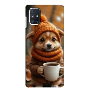 Друкований чохол 'Звірята з кавою' для Samsung Galaxy M51 (Песик з кавою)