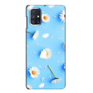 Чехол с Цветами для Samsung Galaxy M51 (ромашки на голубом)