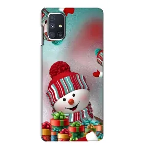 Чехлы на Новый Год Samsung Galaxy M51 (Снеговик в шапке)