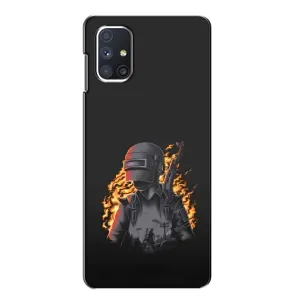Силиконовый чехол с картинкой "Герой Pubg" на Samsung Galaxy M51 (В огне)