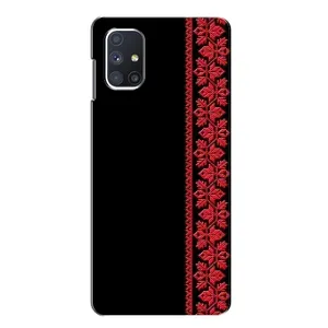 Силиконовый Чехол на Samsung Galaxy M51 с картинкой Вышиванки (Вышиванка на черном)