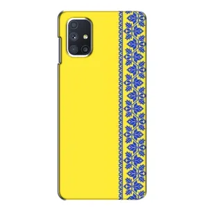Силиконовый Чехол на Samsung Galaxy M51 (Вышиванка на желтом)