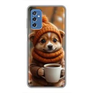 Друкований чохол 'Звірята з кавою' для Samsung Galaxy M52 5G (M526) (Песик з кавою)