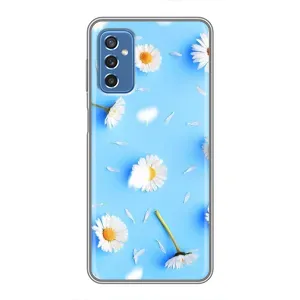 Чехол с Цветами для Samsung Galaxy M52 5G (M526) (ромашки на голубом)