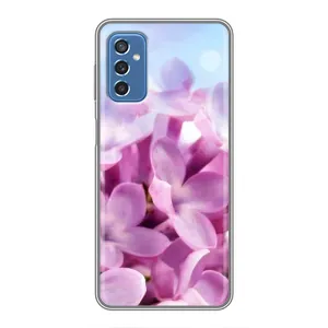 Силиконовый бампер с принтом (цветочки) на Самсунг Галакси М52 (5G) (Сиреневые цветы)