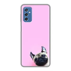 Бампер для Samsung Galaxy M52 з картинкою "Песики" (Собака на рожевому)