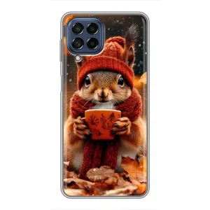 Печатный чехол «Зверята с кофе» для Samsung Galaxy M53 (5G) (M536B) (Белка с кофе)