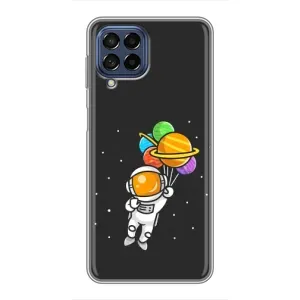 Силиконовый Чехол с принтом "Космонавты" на Samsung Galaxy M53 (5G) (M536B) (Космонавт с шариками)