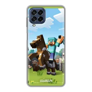 Чехлы для Samsung Galaxy M53 (5G) (M536B) (Персонажи Майн Крафт) (На коне)
