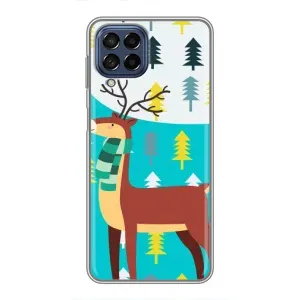 Силиконовый бампер с картинкой животных для Samsung Galaxy M53 (5G) (M536B) (Олень с шарфом)