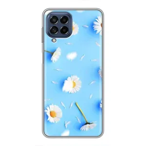 Чехол с Цветами для Samsung Galaxy M53 (5G) (M536B) (ромашки на голубом)