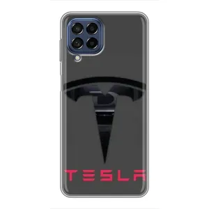 Силиконовый бампер с картинкой машины на Samsung Galaxy M53 (5G) (M536B) (Logo TESLA)
