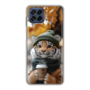 Печатный чехол «Зверята с кофе» для Samsung Galaxy M53 (5G) (M536B) (Тигр с кофе)