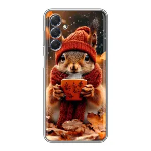 Печатный чехол «Зверята с кофе» для Sansung Galaxy M54 (5G) (Белка с кофе)
