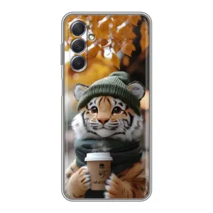 Печатный чехол «Зверята с кофе» для Sansung Galaxy M54 (5G) (Тигр с кофе)
