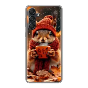 Печатный чехол «Зверята с кофе» для Samsung Galaxy M55 5G (Белка с кофе)