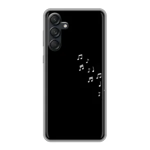 Чехол с картинками на черном фоне для Samsung Galaxy M55 5G (Ноты)