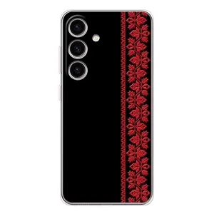 Силиконовый Чехол на Samsung Galaxy M56 (Красная Вышиванка)