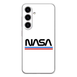 Силіконовый бампер з принтом "Наса" на Samsung Galaxy M56 (NASA на білому тлі)