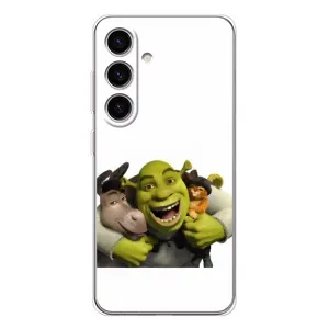 Печатный чехол с принтом Шрек для Samsung Galaxy M56 (Шрек осел и кот)