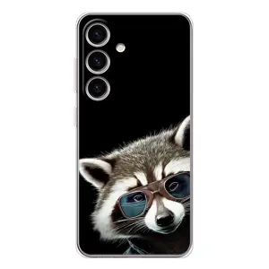 Силиконовый Чехол с Енотами на Samsung Galaxy M56 (Стильный Енот)