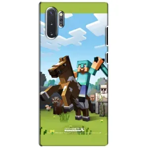 Чехлы для Samsung Galaxy Note 10 Plus (Персонажи Майн Крафт) (На коне)