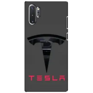 Силиконовый бампер с картинкой машины на Samsung Galaxy Note 10 Plus (Logo TESLA)