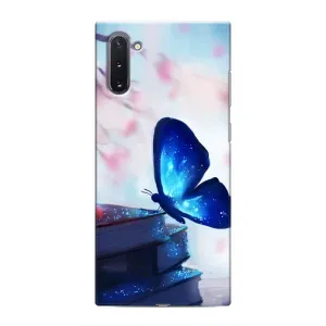 Силиконовый бампер с картинкой животных для Samsung Galaxy Note 10 (Бабочка синяя)