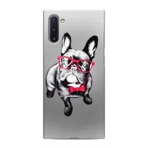 Чехол (ТПУ) Милые собачки для Samsung Galaxy Note 10 (Бульдог в очках)