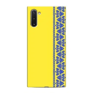 Силиконовый Чехол на Samsung Galaxy Note 10 (Вышиванка на желтом)