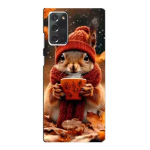 Печатный чехол «Зверята с кофе» для Samsung Galaxy Note 20 (Белка с кофе)