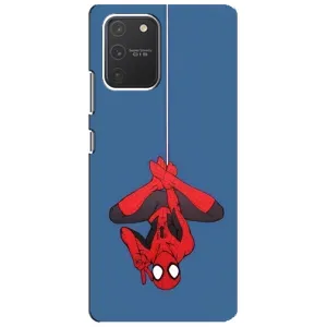 Чехол Супергерой Человека Паука на Samsung Galaxy S10 Lite (На паутине)