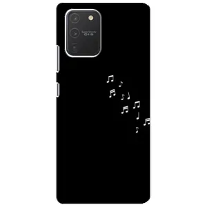 Чехол с картинками на черном фоне для Samsung Galaxy S10 Lite (Ноты)