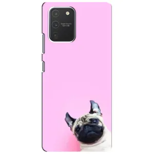 Бампер для Samsung Galaxy S10 Lite с картинкой "Песики" (Собака на розовом)