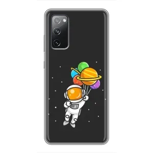 Силиконовый Чехол с принтом "Космонавты" на Samsung Galaxy S20 FE (Космонавт с шариками)