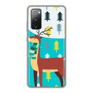 Силиконовый бампер с картинкой животных для Samsung Galaxy S20 FE (Олень с шарфом)