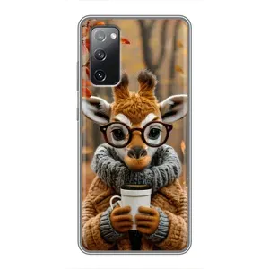 Печатный чехол «Зверята с кофе» для Samsung Galaxy S20 FE (Жираф с кофе)