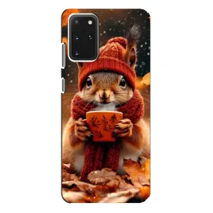 Печатный чехол «Зверята с кофе» для Samsung Galaxy S20 Plus (Белка с кофе)