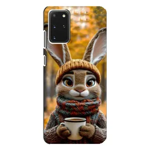 Печатный чехол «Зверята с кофе» для Samsung Galaxy S20 Plus (Зайчик с кофе)