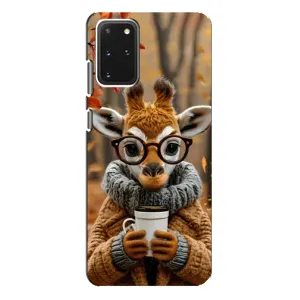 Печатный чехол «Зверята с кофе» для Samsung Galaxy S20 Plus (Жираф с кофе)