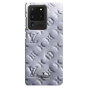 Текстурный Чехол Louis Vuitton для Самсунг С20 Ультра (Белый ЛВ)
