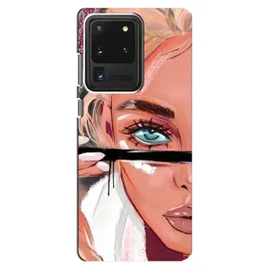 Силиконовый Чехол на Samsung Galaxy S20 Ultra с картинкой Стильных Девушек (Девушка и ресницы)