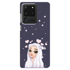 Чехол Стильные девушки на Samsung Galaxy S20 Ultra (Девушка и сердечки)