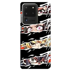 Силиконовые чехлы с глазами Anime для Самсунг С20 Ультра (Глаза на чорном)